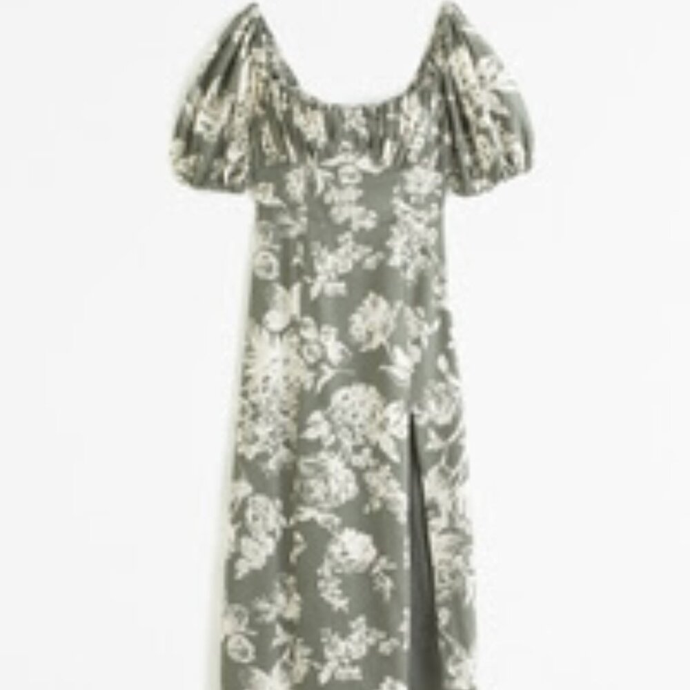 Abercrombie & Fitch - Puff Sleeve Midi Dress - Size Large
